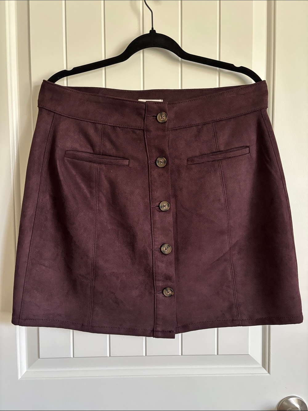 Maurices Plum Button-Front Mini Skirt